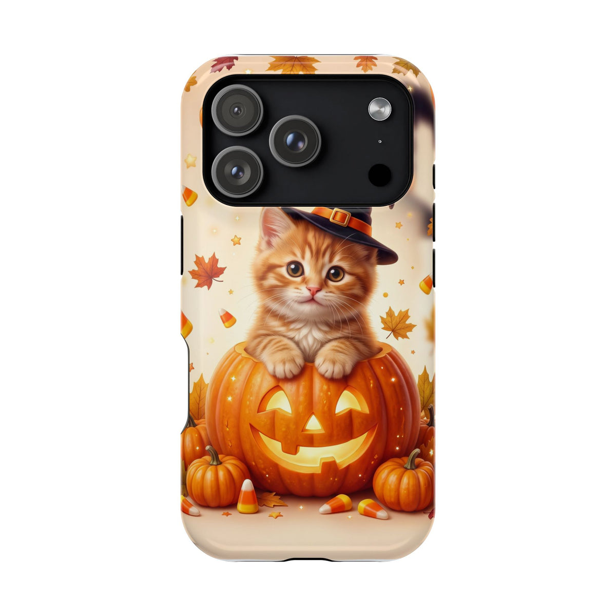 Halloween Kitten Pumpkin Phone Case — Magnetic Impact-Resistant
