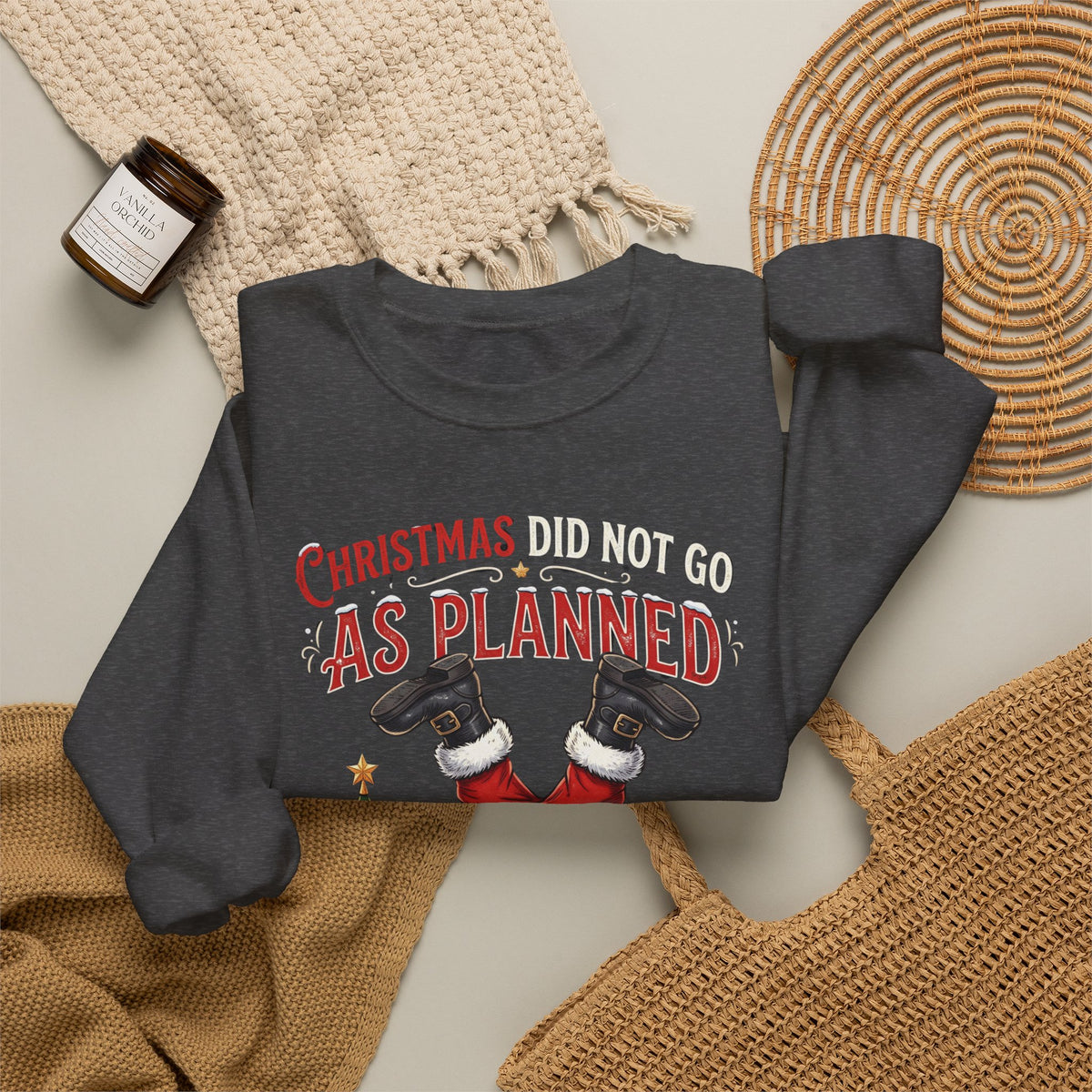 Christmas As Planned Sweatshirt — Funny Santa Tumble Holiday Crewneck