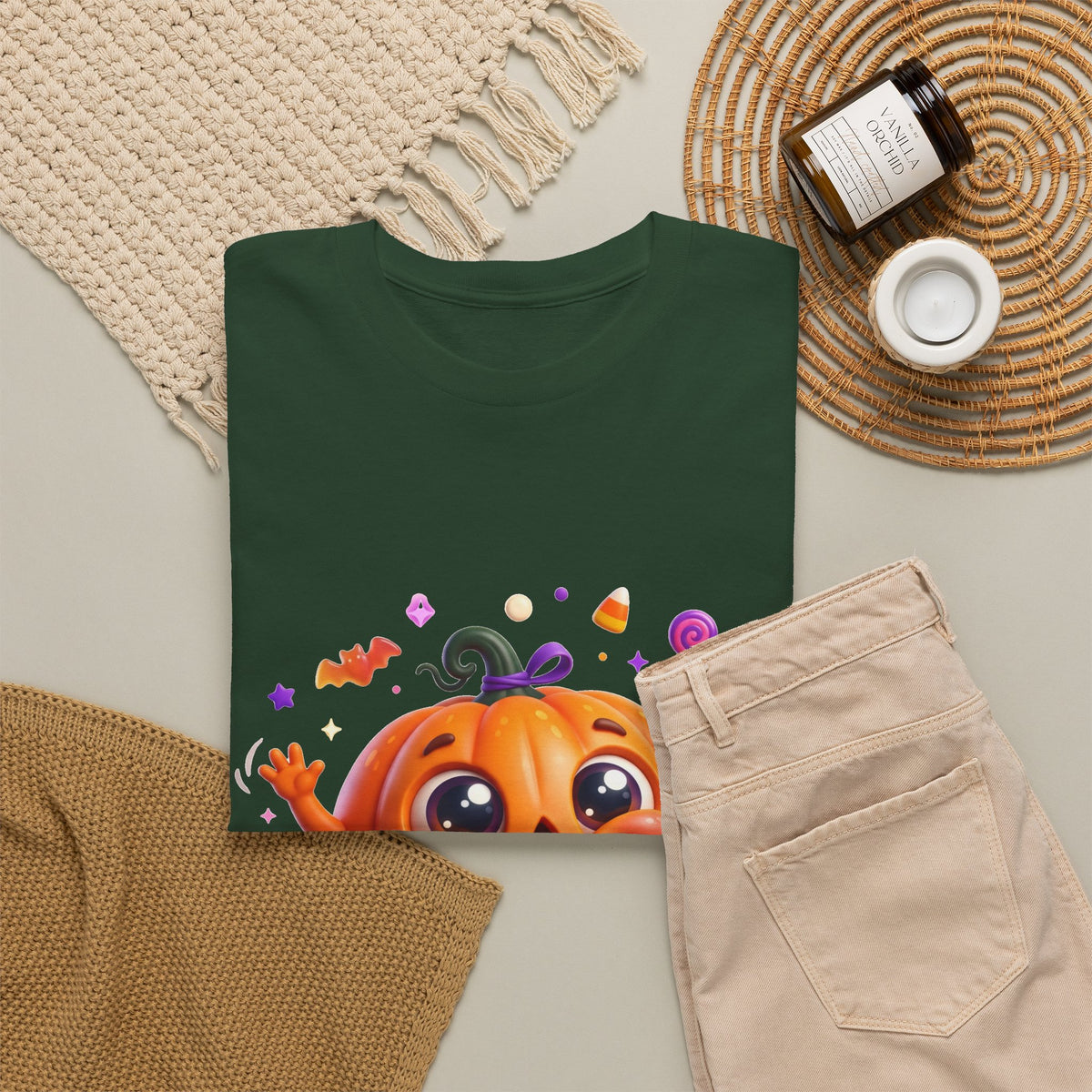Halloween Pumpkin T‑Shirt — Happy Jack-O'-Lantern Candy Graphic Tee