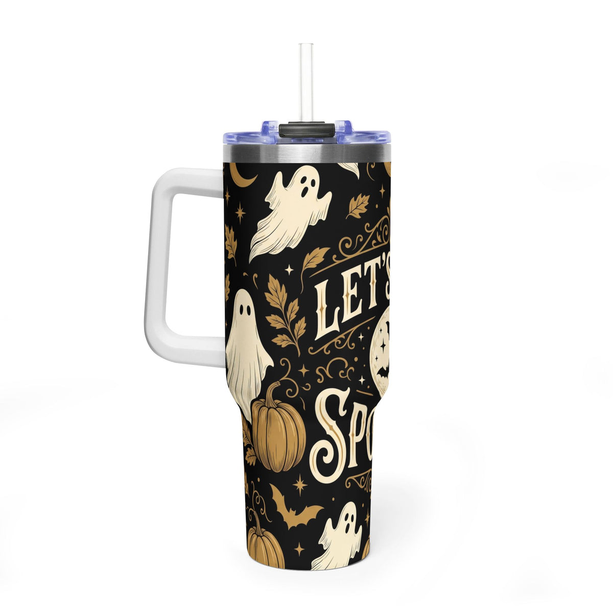 Let’s Get Spooky Halloween Ghosts & Pumpkins 40oz Thermal Tumbler