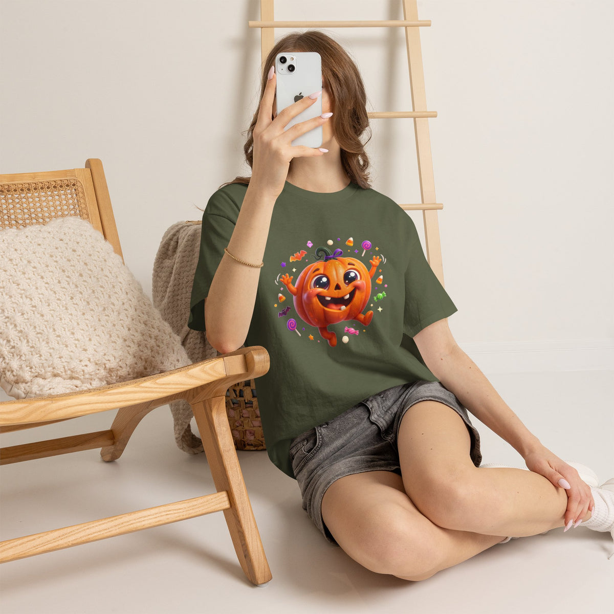 Halloween Pumpkin T‑Shirt — Happy Jack-O'-Lantern Candy Graphic Tee