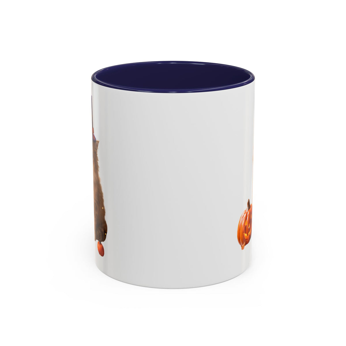 Halloween Cat Coffee Mug with Witch Hat and Pumpkin