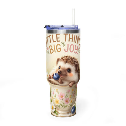 Little Things Big Joy Hedgehog Floral 40oz Thermal Tumbler