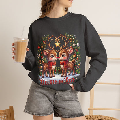 Reindeer In Love Sweatshirt – Cute Christmas Couple Deer Holiday Crewneck
