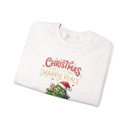 Christmas Happy Place Crewneck Sweatshirt — Cute Kawaii Tree & Gifts Holiday Sweatshirt