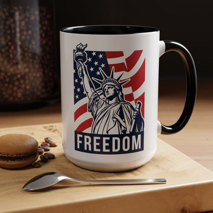 Freedom Statue Accent Coffee Mug — Patriotic Liberty 11/15oz