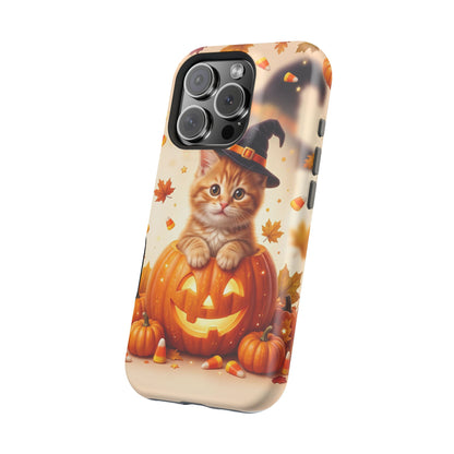 Halloween Kitten Pumpkin Phone Case — Magnetic Impact-Resistant