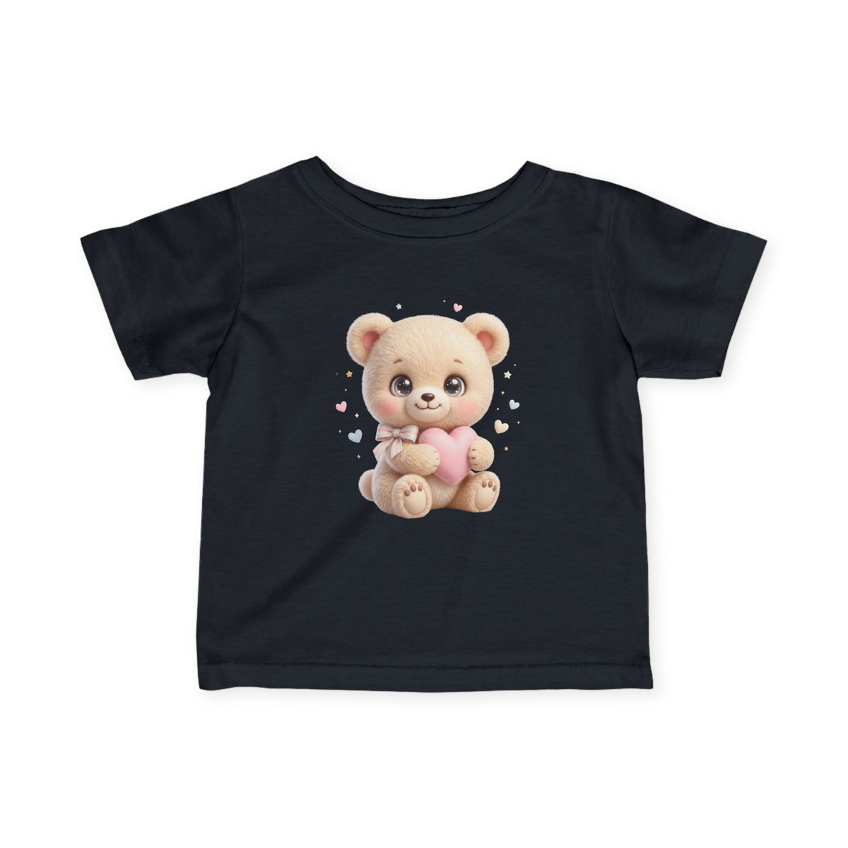 Infant Tee – Cute Teddy Bear Holding Pink Heart | Baby Shower, Newborn Gift