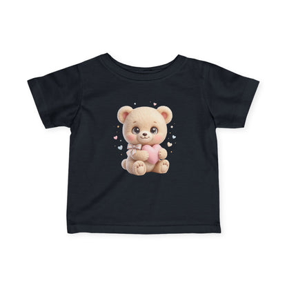 Infant Tee – Cute Teddy Bear Holding Pink Heart | Baby Shower, Newborn Gift