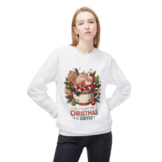 Christmas Coffee Sweatshirt — Santa in Cup Holiday Crewneck