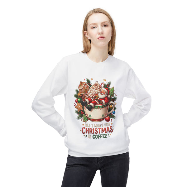 Christmas Coffee Sweatshirt — Santa in Cup Holiday Crewneck
