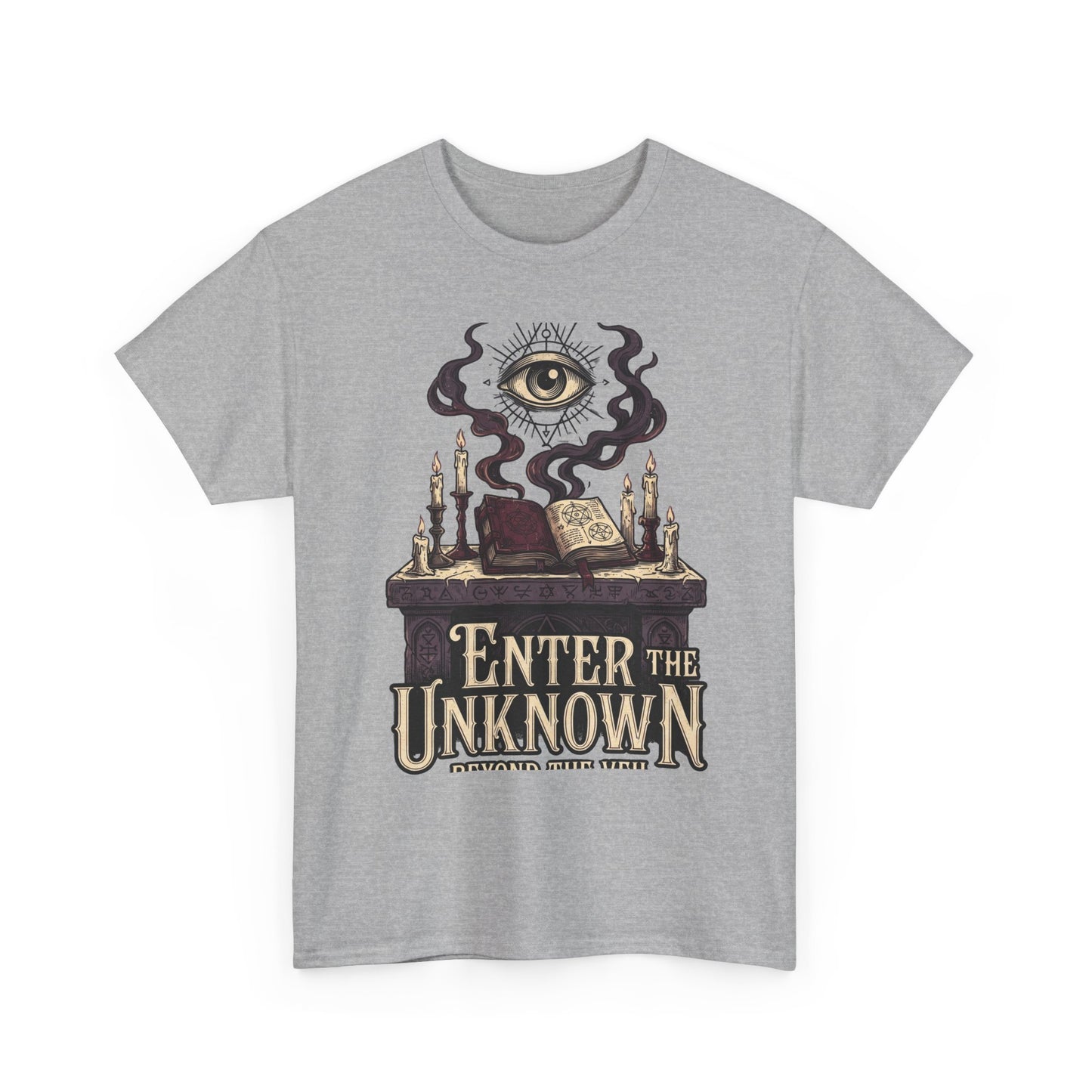 Occult Graphic Tee — "Enter the Unknown" Mystic Eye & Spellbook T-Shirt