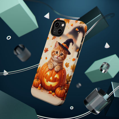 Halloween Kitten Pumpkin Phone Case — Magnetic Impact-Resistant