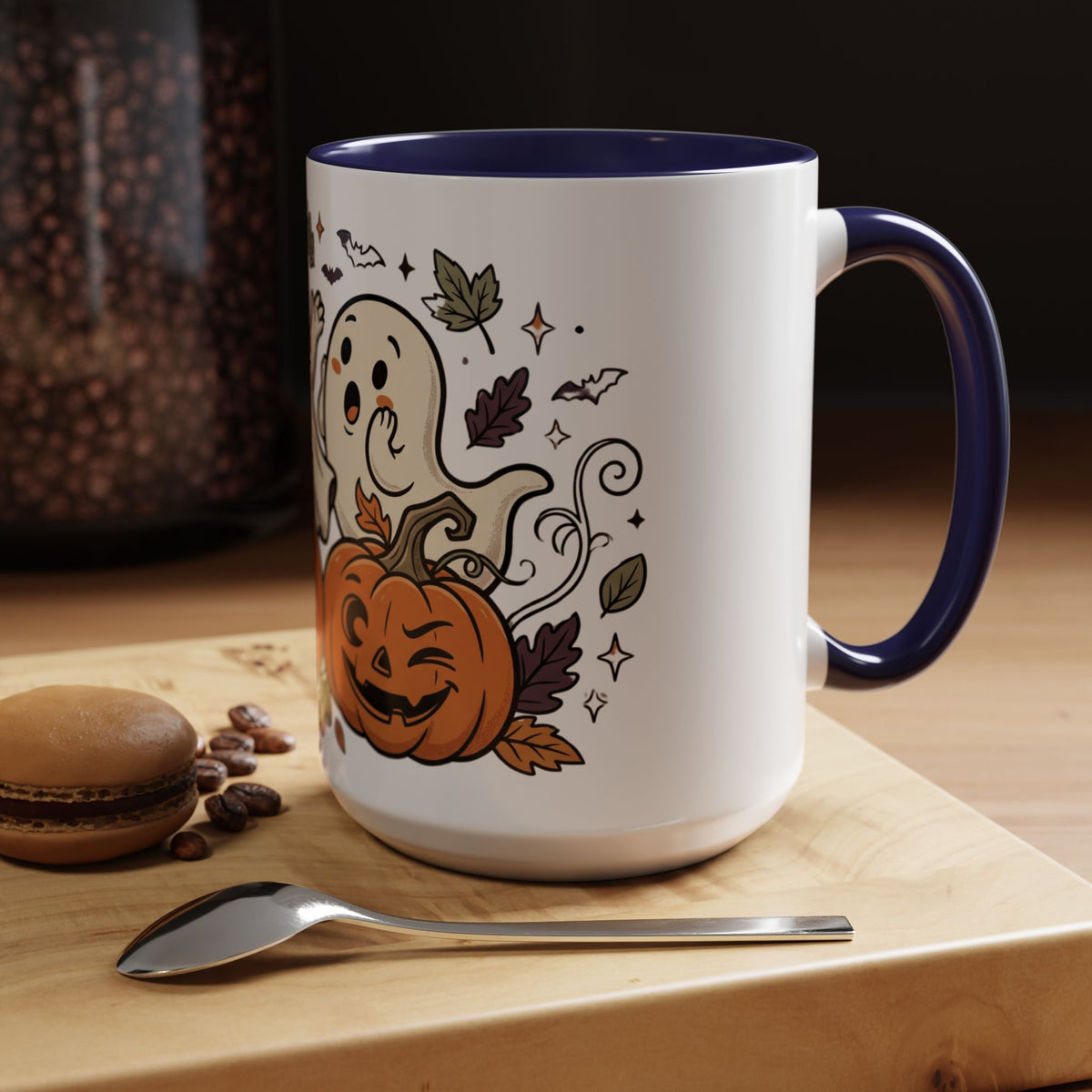Halloween Ghosts & Pumpkins Coffee Mug — Cute Spooky Accent Mug (11/15oz)