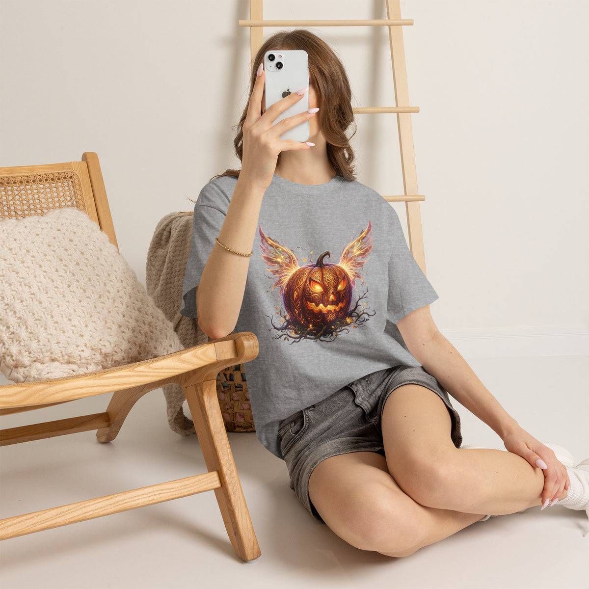 Halloween Pumpkin Tee — Winged Jack-O'-Lantern Graphic Shirt