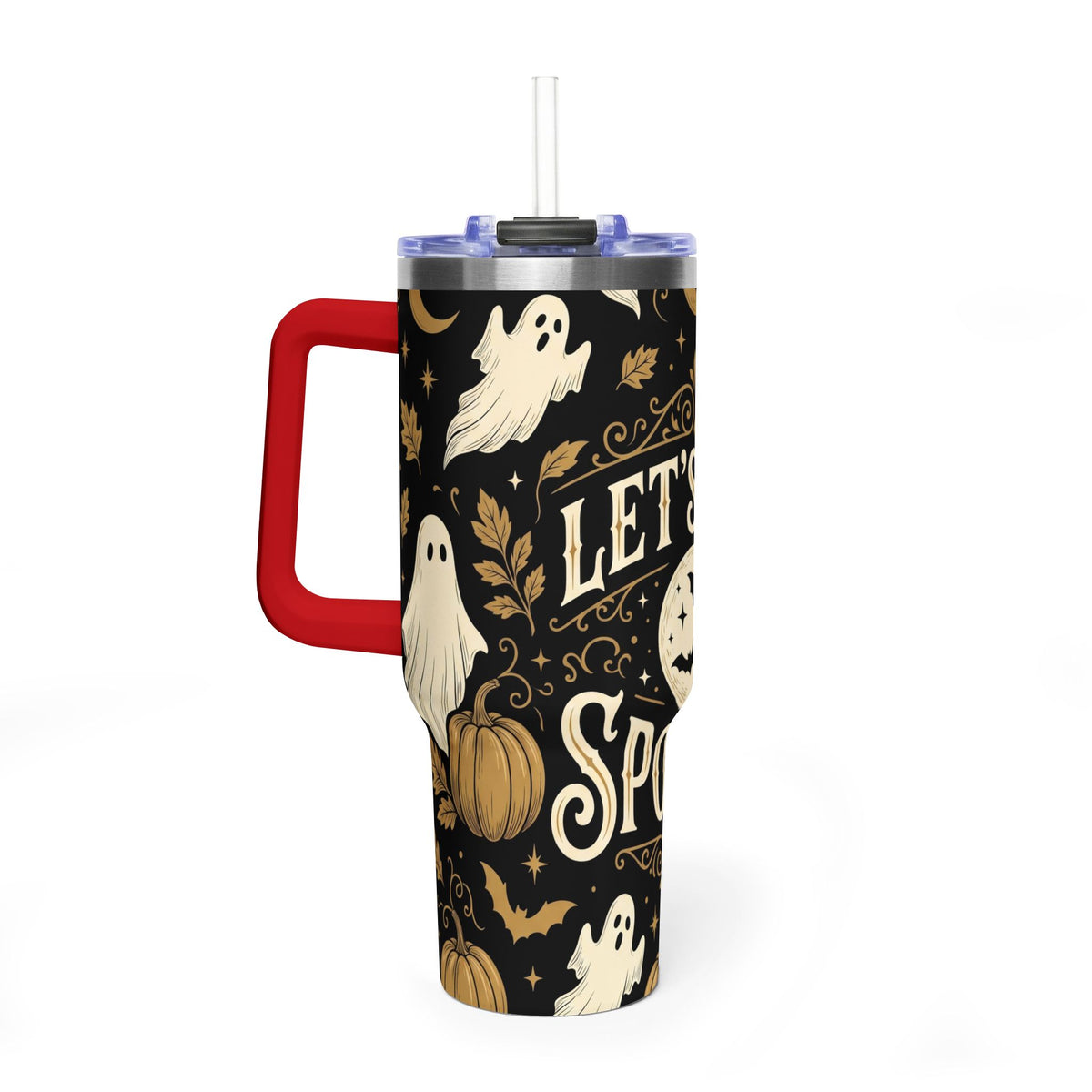 Let’s Get Spooky Halloween Ghosts & Pumpkins 40oz Thermal Tumbler