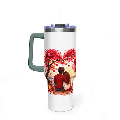 40oz Love-Themed Thermal Tumbler with Handle