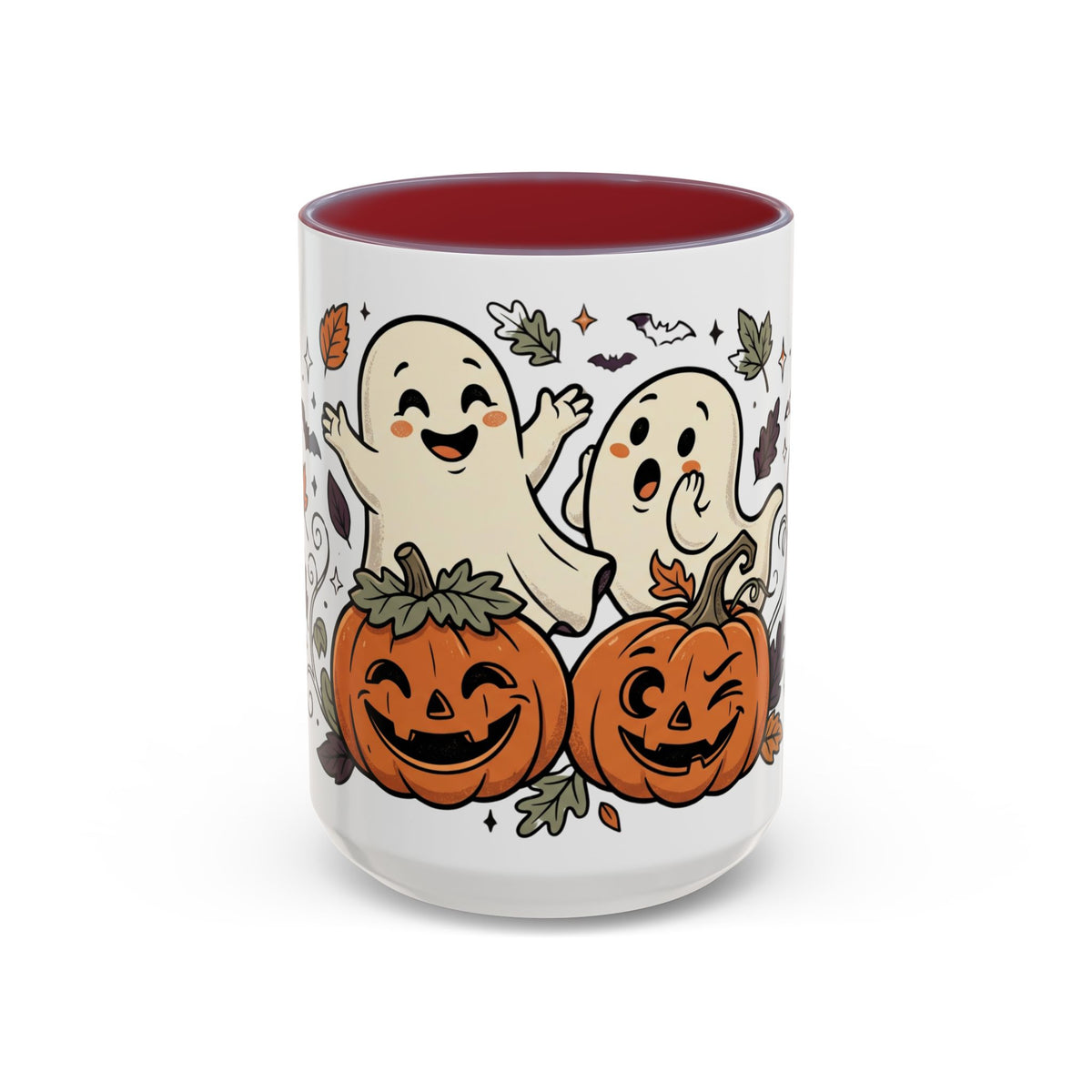 Halloween Ghosts & Pumpkins Coffee Mug — Cute Spooky Accent Mug (11/15oz)