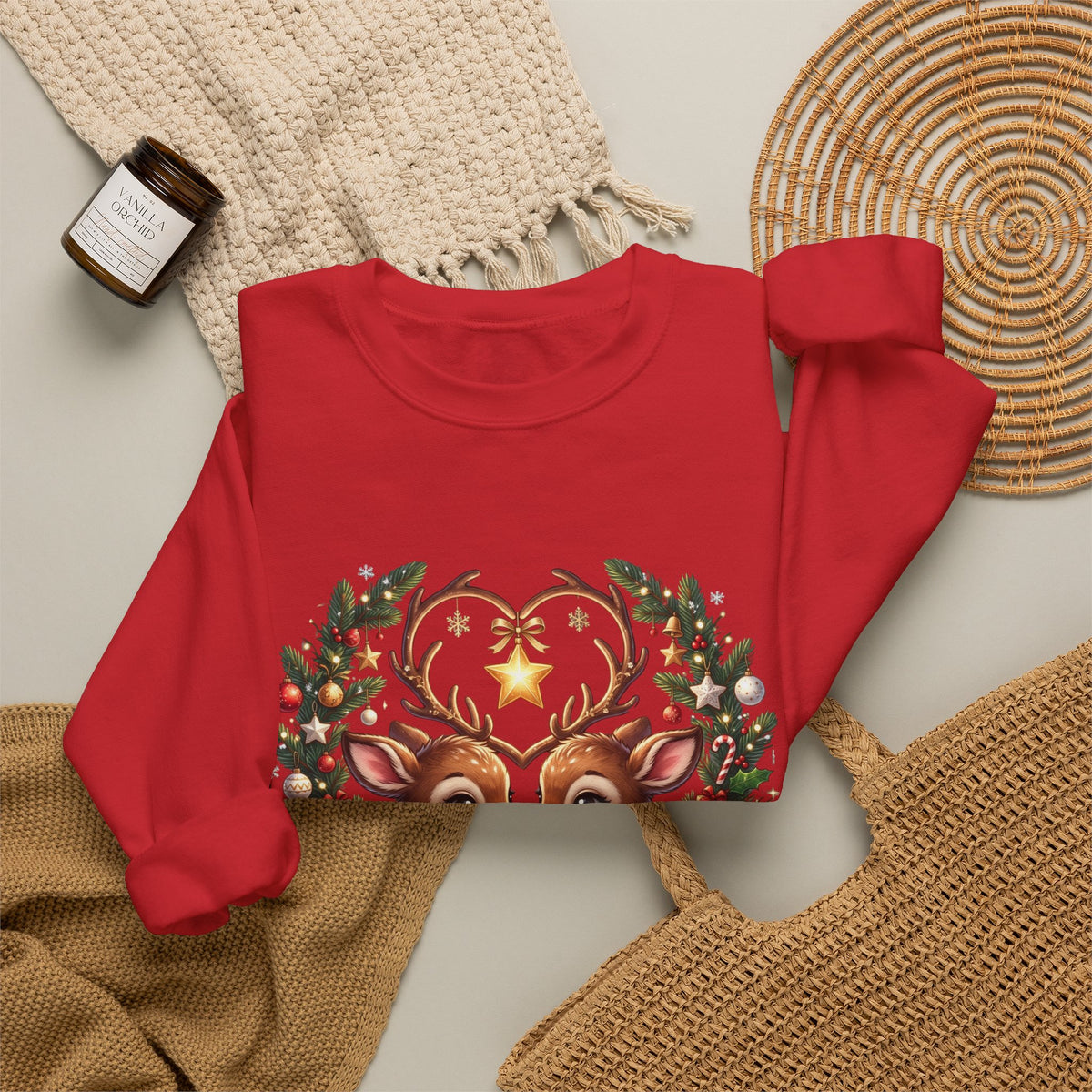 Reindeer In Love Sweatshirt – Cute Christmas Couple Deer Holiday Crewneck