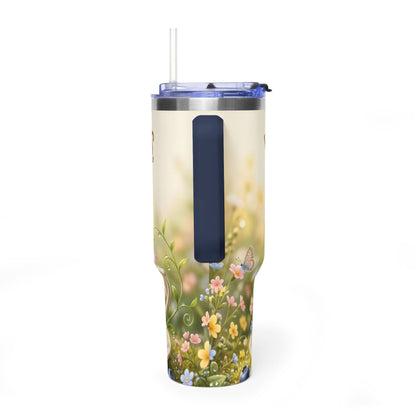 Little Things Big Joy Hedgehog Floral 40oz Thermal Tumbler