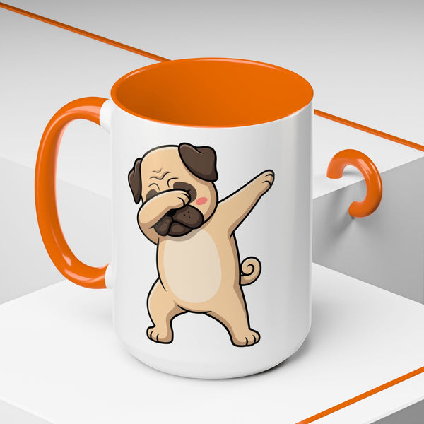 Dabbing Pug Coffee Mug — Cute Dog Accent Mug (11/15 oz)