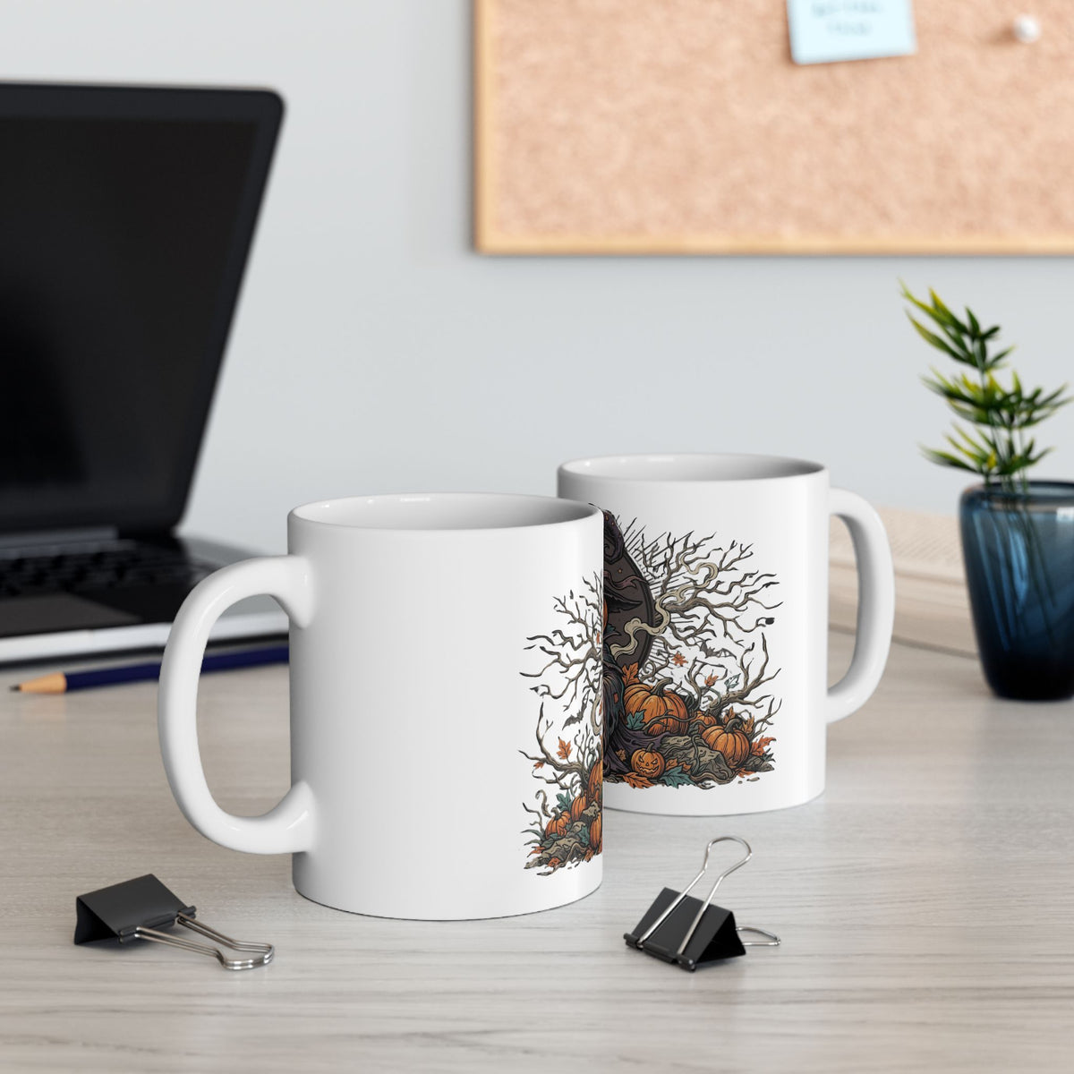Halloween Pumpkin Witch Mug — Spooky Jack-o'-Lantern Ceramic Coffee Cup (11oz & 15oz)