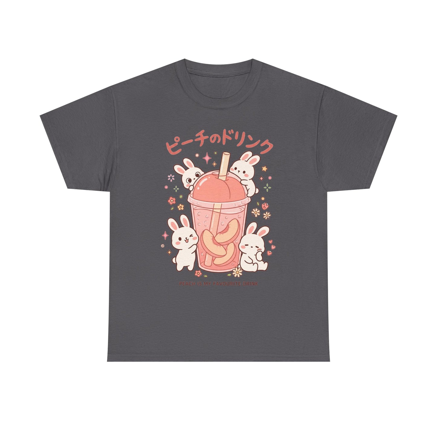 Peach Drink Cute Bunny T-Shirt