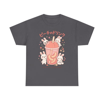 Peach Drink Cute Bunny T-Shirt