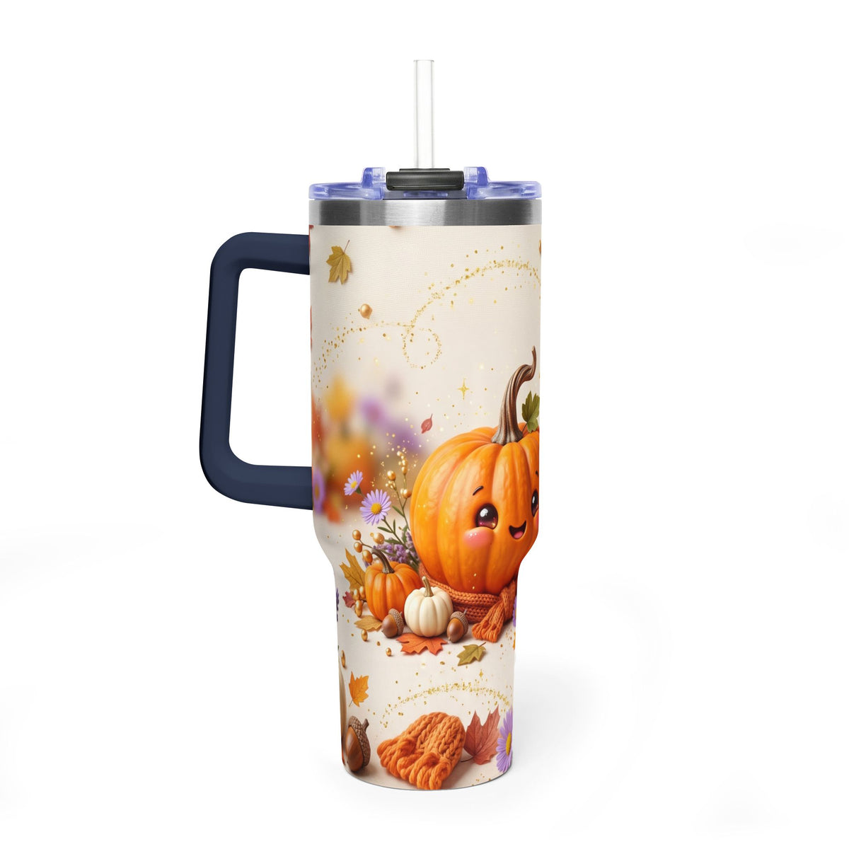 40oz Halloween Cat Vacuum Tumbler with Pumpkin