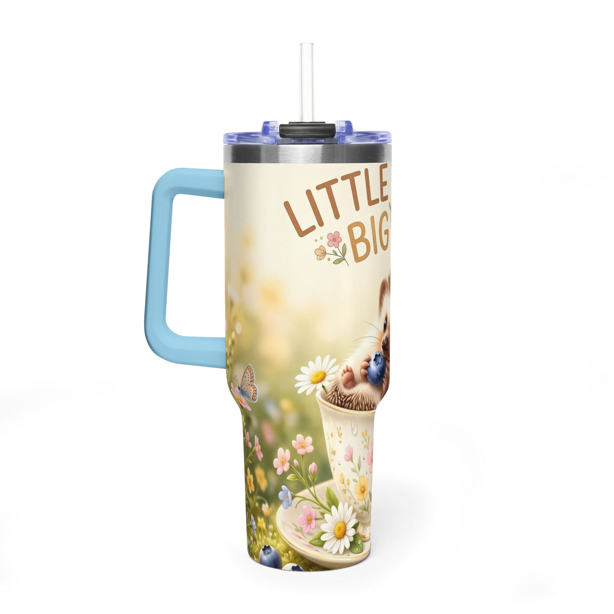 Little Things Big Joy Hedgehog Floral 40oz Thermal Tumbler