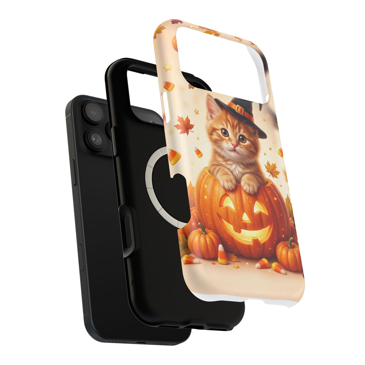 Halloween Kitten Pumpkin Phone Case — Magnetic Impact-Resistant