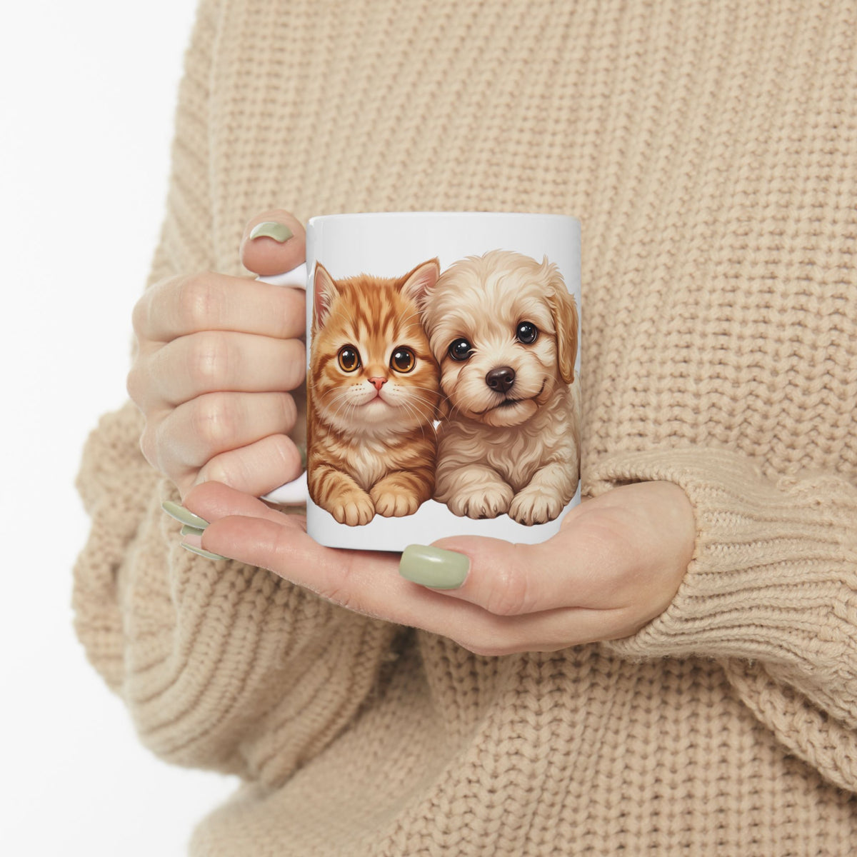 Cute Puppy Ceramic Mug – Adorable Fluffy Puppy Coffee Cup (11oz & 15oz)