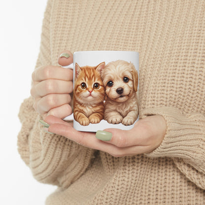 Cute Puppy Ceramic Mug – Adorable Fluffy Puppy Coffee Cup (11oz & 15oz)