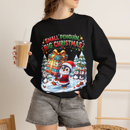 Penguin Christmas Crewneck Sweatshirt — "Small Penguin Big Christmas" Holiday Pullover