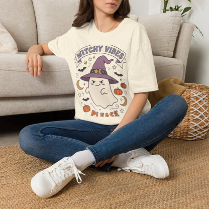Witchy Vibes T‑Shirt — Cute Ghost Witch Halloween Tee