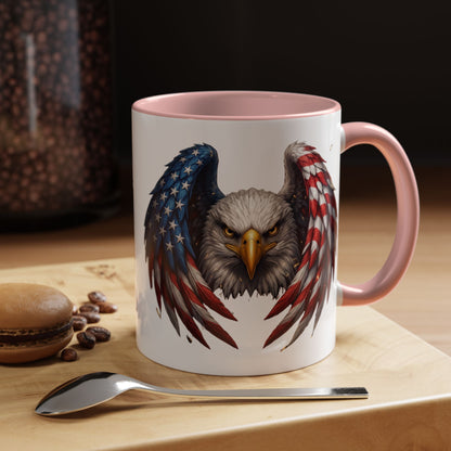 American Flag Eagle Coffee Mug – Patriotic Bald Eagle Accent Mug (11/15 oz)