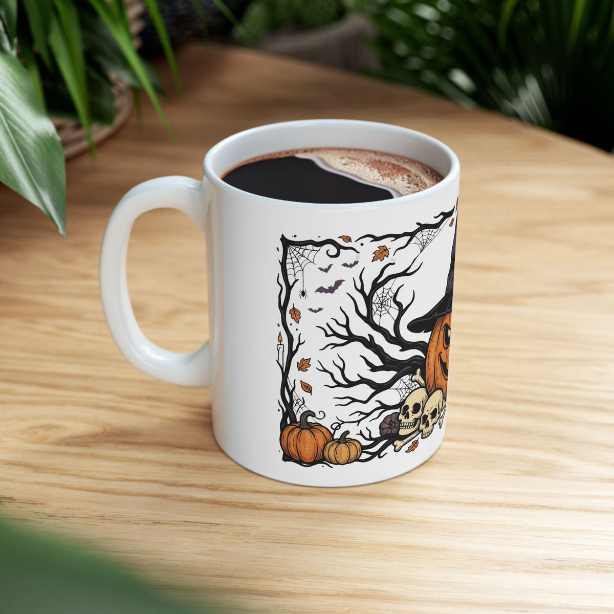 Halloween Pumpkin Witch Mug — Spooky Jack-O'-Lantern Ceramic Coffee Cup (11oz, 15oz)