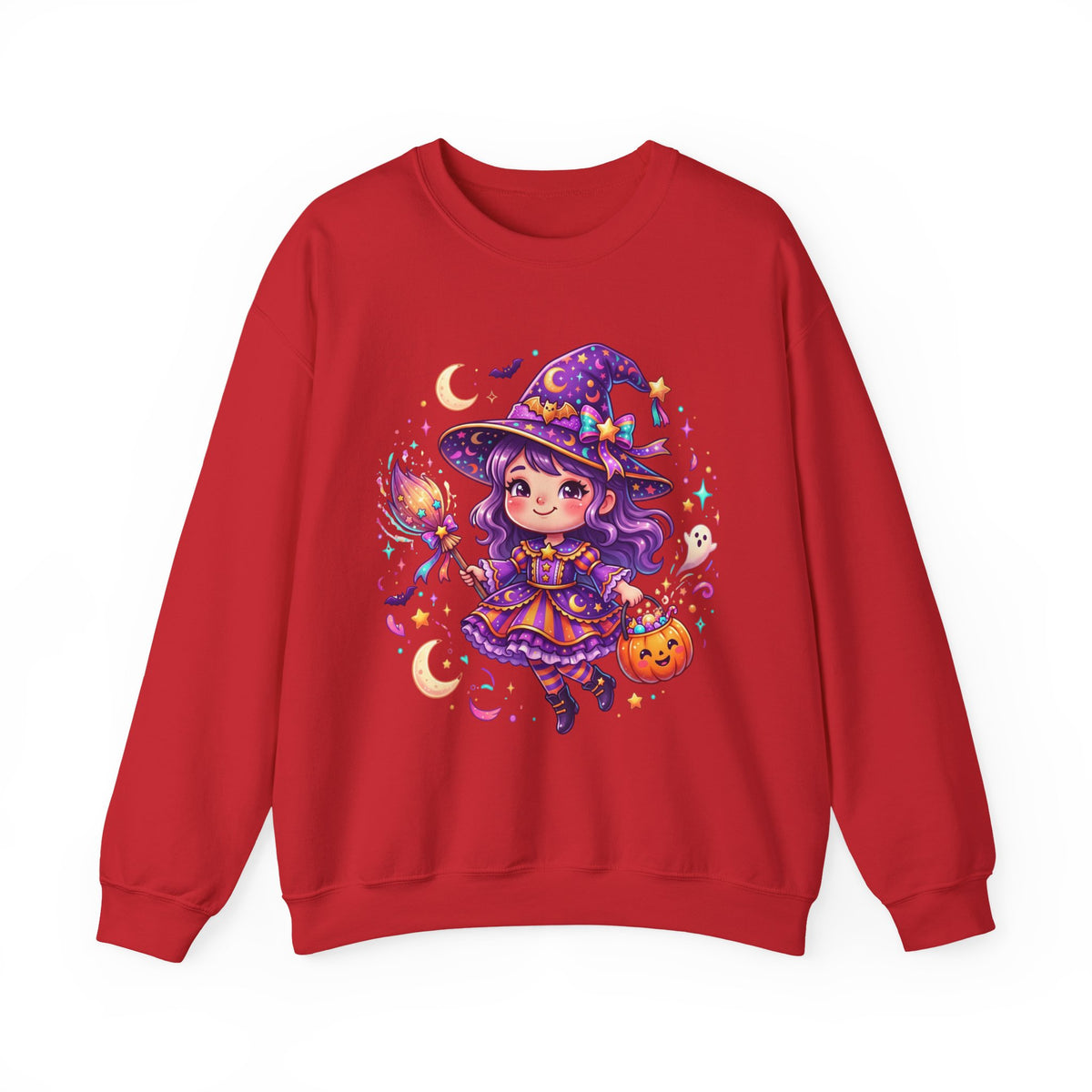 Cute Halloween Witch Sweatshirt — Kawaii Pumpkin Magic Crewneck