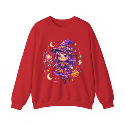 Cute Halloween Witch Sweatshirt — Kawaii Pumpkin Magic Crewneck