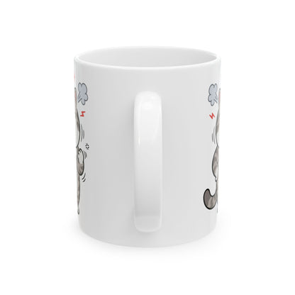 Angry Cute Cat Ceramic Mug (11oz, 15oz) – Funny Grumpy Kitty Coffee Cup