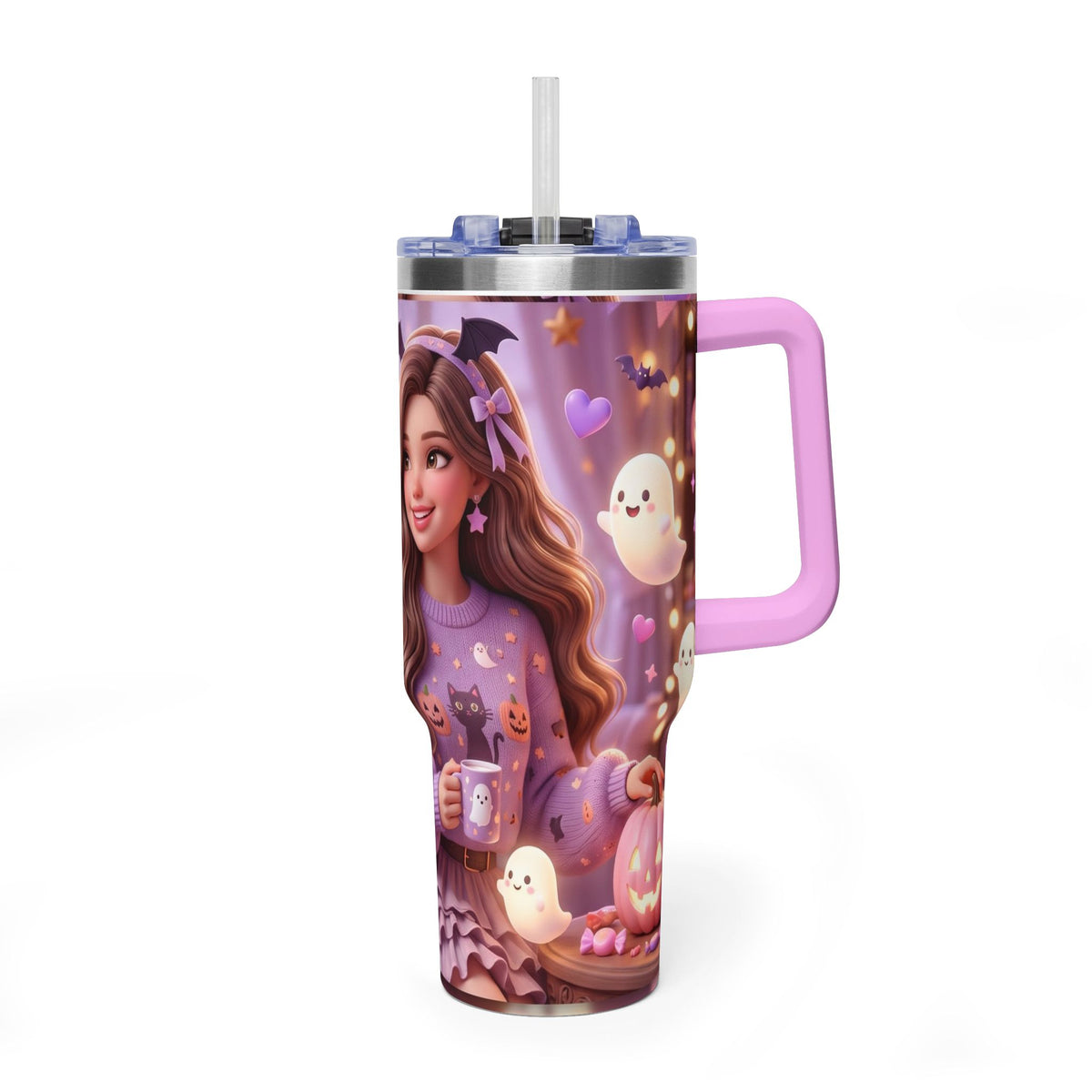 40oz Halloween Girl Ghosts Vacuum Thermal Tumbler