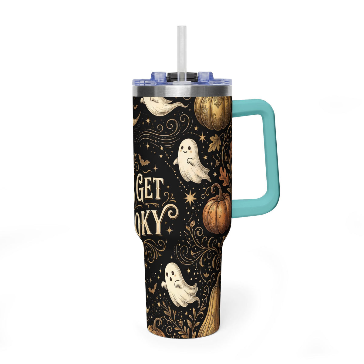 Let’s Get Spooky Halloween Ghosts & Pumpkins 40oz Thermal Tumbler