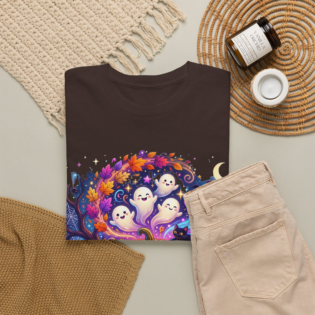 Halloween Pumpkin & Ghosts T-Shirt — Cute Spooky Jack-O'-Lantern Tee