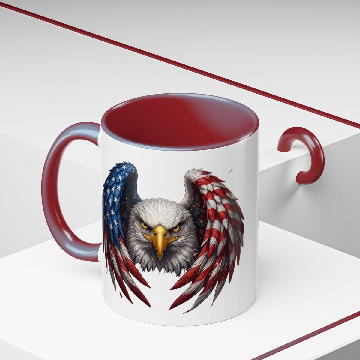 American Flag Eagle Coffee Mug – Patriotic Bald Eagle Accent Mug (11/15 oz)