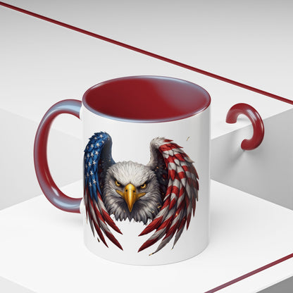 American Flag Eagle Coffee Mug – Patriotic Bald Eagle Accent Mug (11/15 oz)