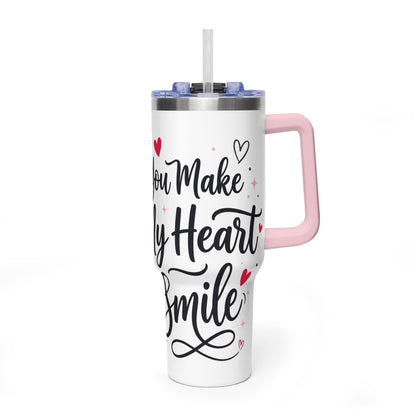40oz Love-Themed Thermal Tumbler with Handle