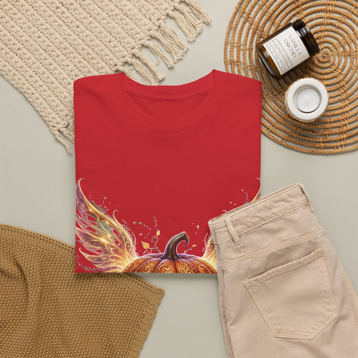 Halloween Pumpkin Tee — Winged Jack-O'-Lantern Graphic Shirt