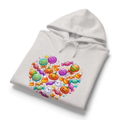 Halloween Candy Heart Hoodie — Cute Pumpkin & Candy Graphic
