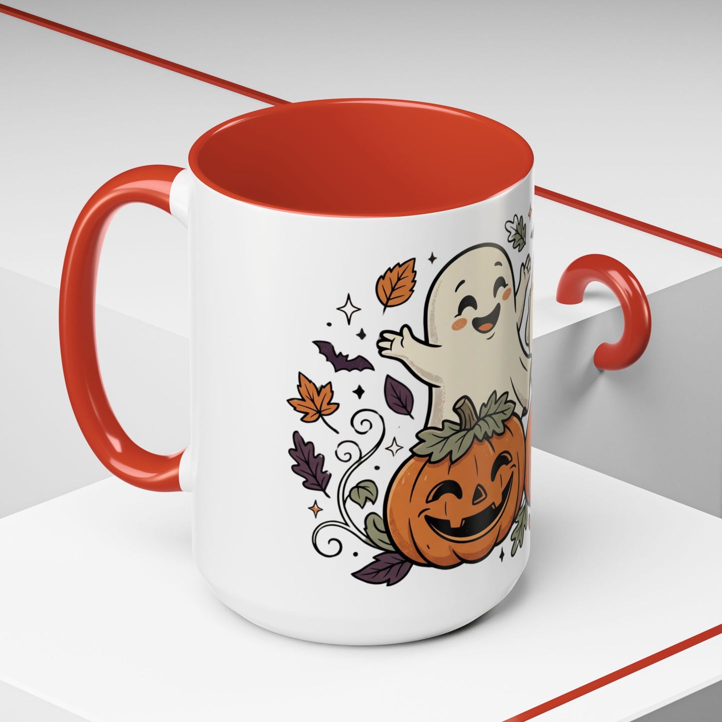 Halloween Ghosts & Pumpkins Coffee Mug — Cute Spooky Accent Mug (11/15oz)