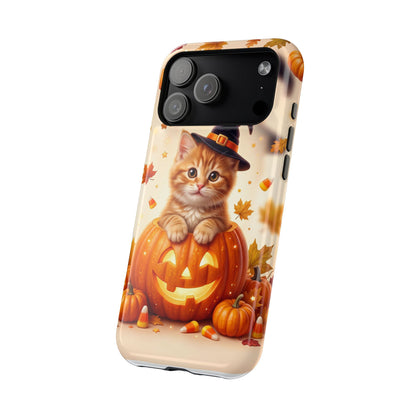 Halloween Kitten Pumpkin Phone Case — Magnetic Impact-Resistant